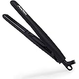AmoVee Mini Flat Iron Smart Ceramic Tourmaline Hair Straightener Negative Ionic Technology for Travel, Black