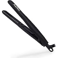 AmoVee Mini Flat Iron Smart Ceramic Tourmaline Hair Straightener Negative Ionic Technology for Travel, Black