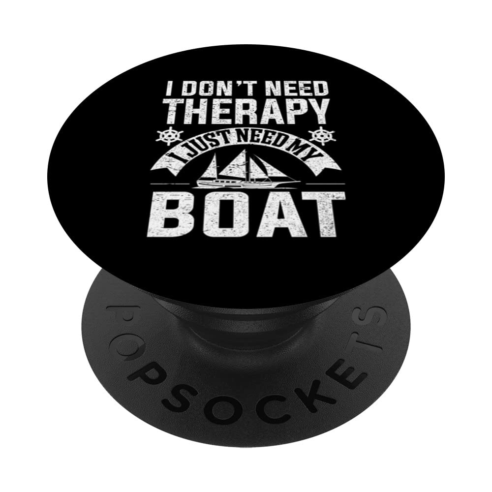 Funny Boating Nautical Captain Therapy Boat Men Women PopSockets Swappable PopGrip