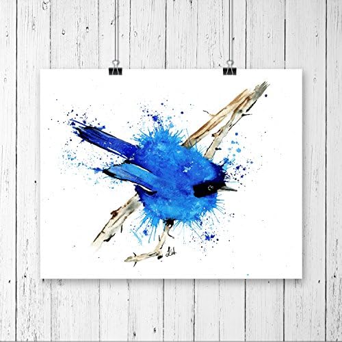 BLUE BIRD PRINT, bird print, bird watercolour, fairy wren, blue bird, gallery wall, modern art, bird lover, bird enthusiast, canadian made