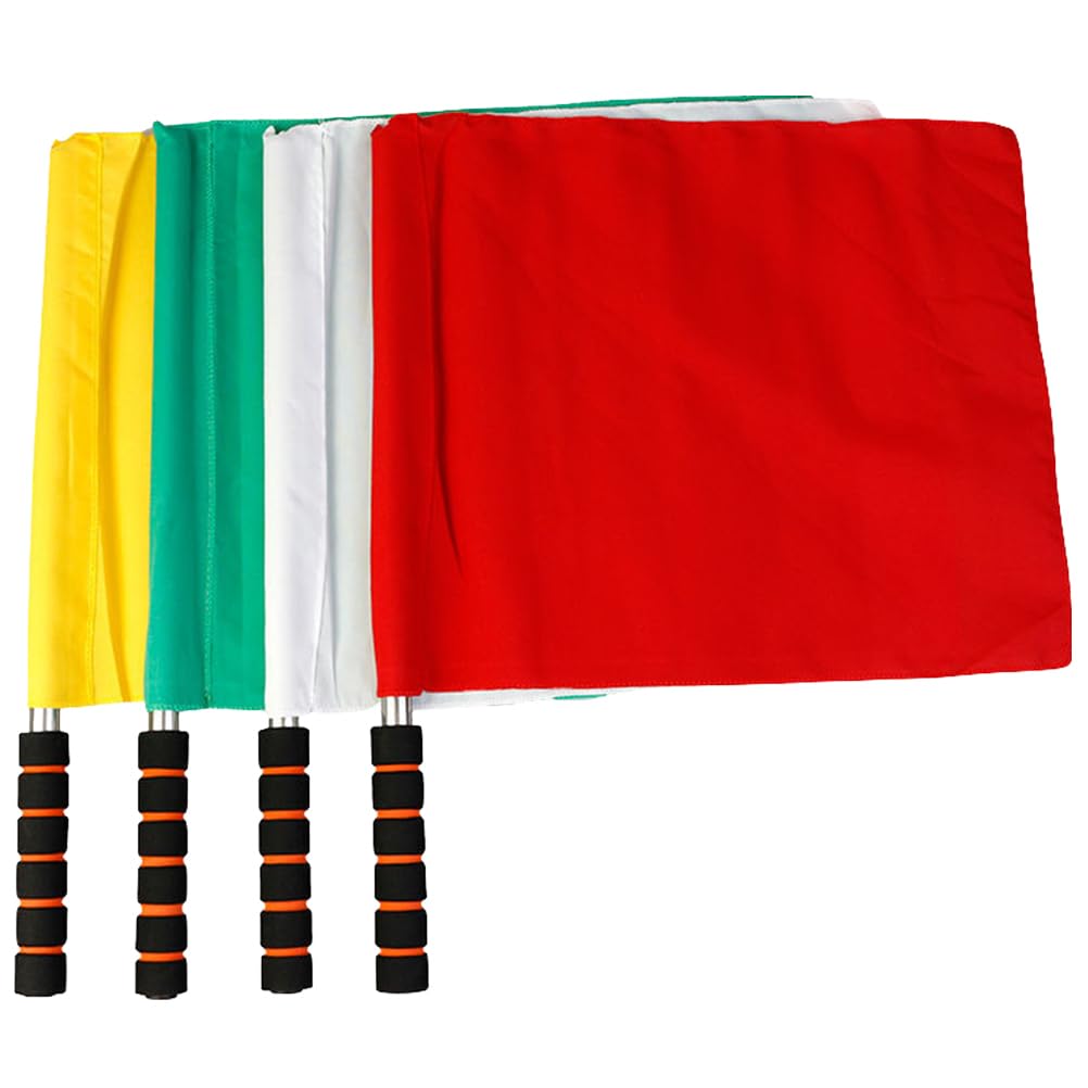 Abaodam Soccer Referee Flags 19.69 X 12.99 Inch Waterproof Match Signal Flags with Comfortable Sponge Handle Stainless Steel Rod for Football Linesmen 4 Pack