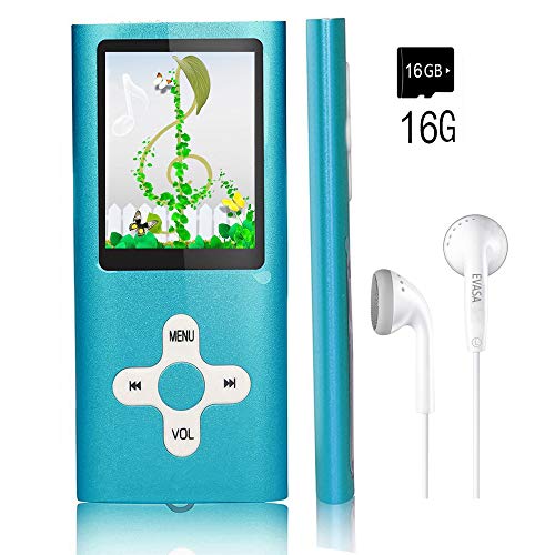 MP3 Player/Music Player,EVASA with a 16 GB Memory Card Portable Digital Music Player/Video/Voice Record/FM Radio/E-Book Reader,Ultra Slim 1.8''Screen