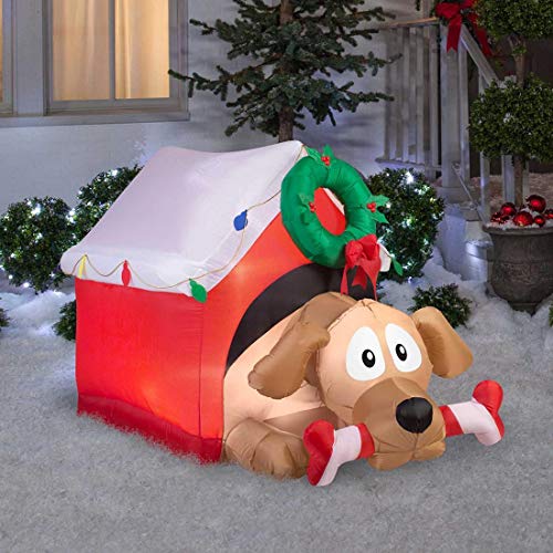Inflatable Christmas Dog House with Puppy, LED + Blower, 5ft