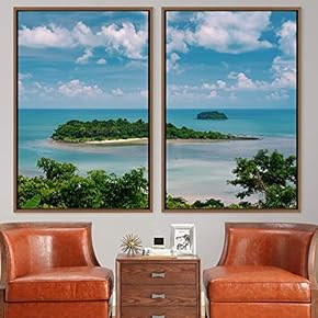 signwin 2 Piece Framed Canvas Wall Art Coastal...