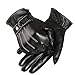 Ikevan Mens Luxurious PU Leather Gloves Outdoor Driving Warm Gloves Cashmere Mittens Autumn Winter (Black)