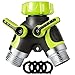 Homitt Hose Splitter, Garden Hose Splitter, Y Hose Connector, Heavy Duty Metal Body with Comfortable Rubberized Grip, Support 0.8Mpa Water Press, Easy to Open Valves Garden Hose Splitter for Easy Life