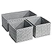 mDesign Fabric 4-Piece Drawer Organizer Bins, Kids/Baby Nursery Dresser, Closet, Shelf, Playroom Organization, Hold Clothes, Toys, Diapers, Bibs, Blankets, Gray/Cream Chevron