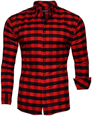 Kayhan Men´s Long Sleeve Casual Shirt Slim fit Easy Iron Modell - Checked Chicago