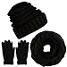 Aneco Winter Warm Knitted Scarf Beanie Hat and Gloves Set Men & Women's Soft Stretch Hat Scarf and Mitten Set