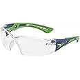 Bolle Safety Bollé Safety 40256, Rush+ Safety Glasses Platinum®,Blue & Green Frame, Clear Lenses