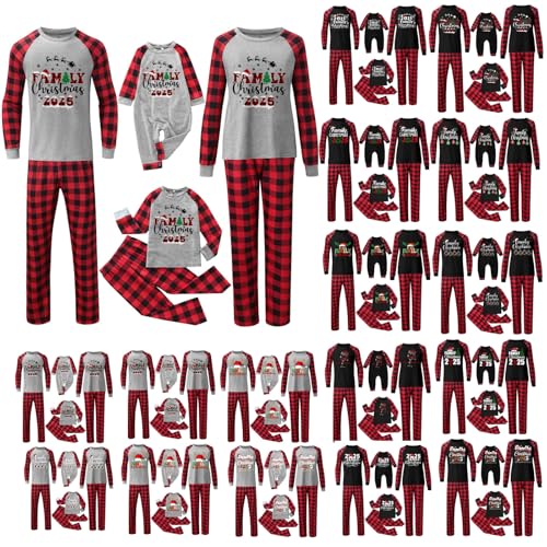 Family Christmas Pajamas Matching Sets Long Sleeve Shirts Pants Sleepwear Printed Holiday Loungewear Nightwear Sets