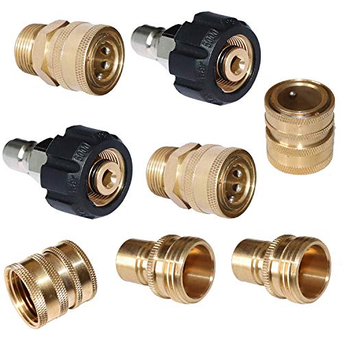 EDOU Pressure Washer Adapter Set,Quick Disconnect Kit, M22 Swivel to 3/8'' Quick Connect, 3/4" to Quick Release, 8-Pack