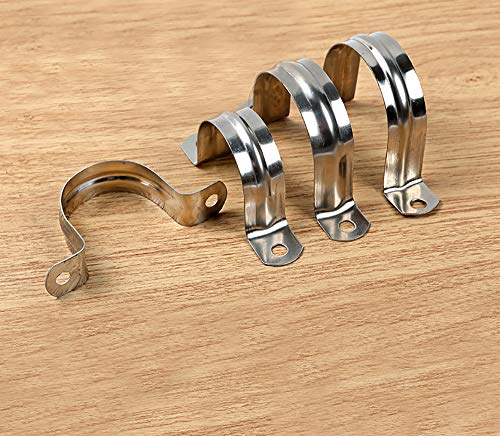 50MM 304 Stainless Steel Two Hole Tube Strap Tension Clips U-Tube Clamp Connecting Ring Hose Clamp Card 10PCS - Thumbnail 3