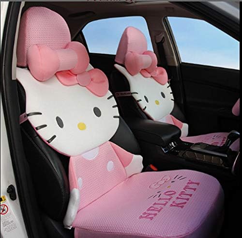 SUIZNS Car Seat Cushion, A Generation Of Ice Silk Hello Kitty Cartoon Cat Four Seasons Universal C