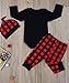 Baby Little Man Long Sleeve Print Romper Plaid Pants Hat Outfits Layette Set (Black, 0-6 Months)