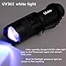 Ulako UV365nm White Light LED Adjustable Focus Flashlight for Counterfeit Detection Document Verification Photography Bodily Fluid Identification