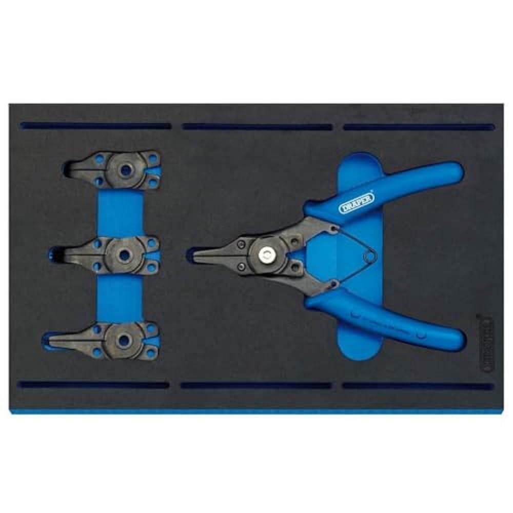 Draper 63196 Interchangeable Circlip Plier 5 Piece Set in 1/4 Eva Insert Tray, Blue