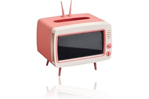 CQUUKOI Fun Cute TV Tissue Box Holder,Multi Functional Square Tissue Box Cell Phone Holder for All Smartphone Toilet Paper Napkin Box Desktop Decoration for Room Bathroom Kitchen Dining (Pink)