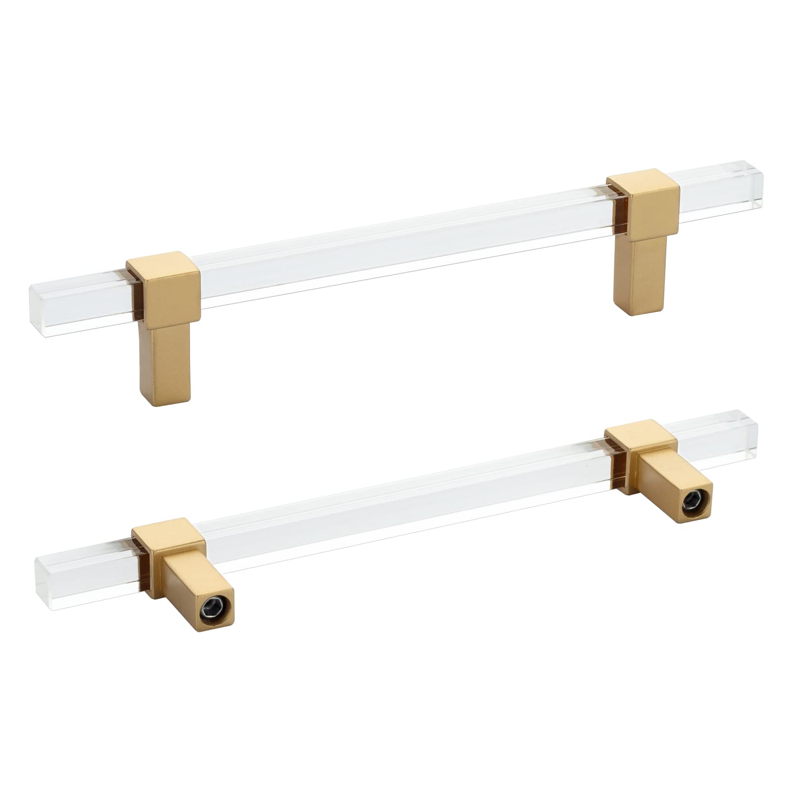 Photo 1 of Peaha 10 Pack Kitchen Cabinet Handles Acrylic Drawer pulls 5 Inch Gold Cabinet pulls Square Clear Acrylic Dawer Handles for Kitchen Bathroom,Zinc Alloy Base