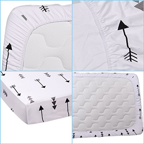 Kyapoo Crib Sheets 100% Organic Cotton Arrows Unisex Bedding Style For Toddler Girl & Boy - Baby Bed Mattress Protector - Jersey Cotton crib Mattress Covers Hypoallergenic Breathable 52"x28" - Thumbnail 4