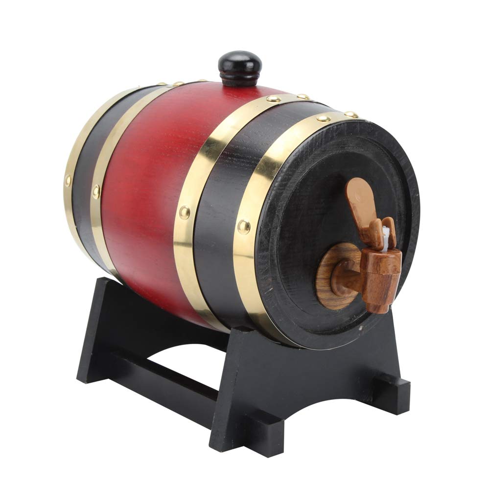 Whiskey Barrel, 1.5L Vintage Oak Whiskey Barrel Decanter, Barrel Dispenser for Serving and Storage, Decoration Liquor Barrel for Table Home Bar
