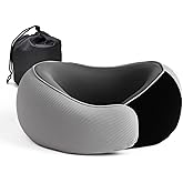 RURING Travel Pillows for Airplanes, 2025 New Travel Neck Pillow Travel Pillow, Neck Pillow Airplane Memory Foam 360 Degree Support Stowable Pillows for Airplanes Offices and Cars (Dark Gray)