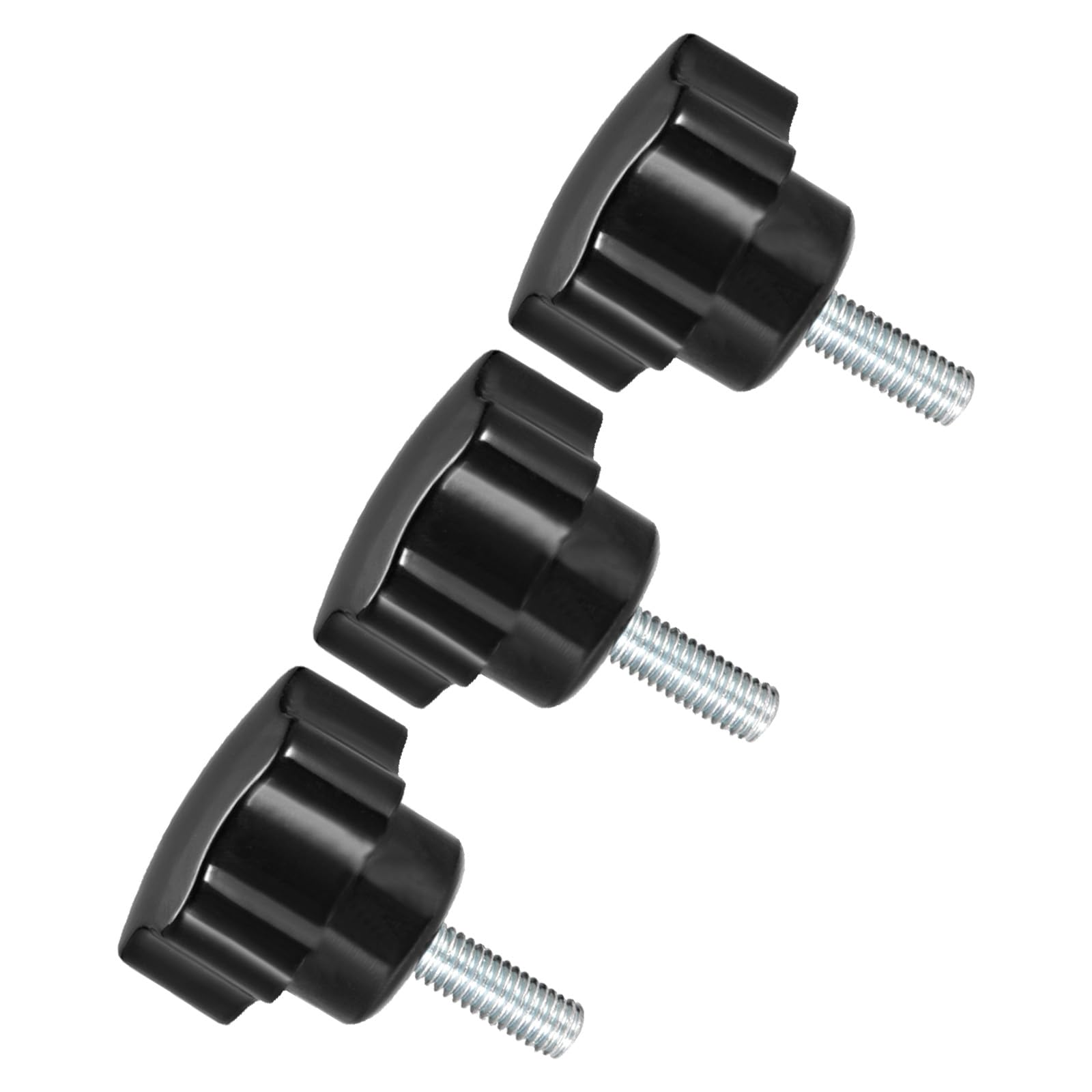 CoCud Star Clamping Knobs, M6 x 20mm Male Thread 31mm Head, Plastic Thumb Screw Grip Hand Knobs Threaded Bolt Black - (Applications: for Lathe Machinery), 3-Pieces