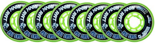 RINK RAT Wheels 80mm / 76mm HILO 76a HOTSHOT Black/Green Inline Indoor Hockey