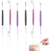 YAFIYGI 6 Pcs Fondant Tools Set for Professionals Cake Decorating Kit with Standard Ball Tool Quilting Stitching Tool and Cutting Blade Pick Tool for Cake Flower Sculpture Pottery Gum Paste, 18cm