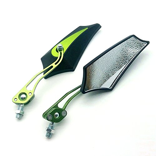 Heinmo Motorcycle foldable Rearview Mirrors Motorbike Rear Mirror with 8mm 10mm Screw for Honda Suzuki Kawasaki Yamaha (Green)