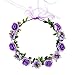 June Bloomy Rose Floral Crown Wreath Girls Flower Headband BOHO Garland Halo Headpiece (Purple)