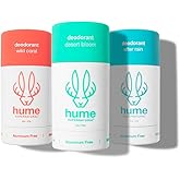 Hume Supernatural Aluminum Free Deodorant for Women & Men - Probiotic and Plant-Based, Long-Lasting Moisture Absorbing - Clean and Effective (Desert Bloom, After Rain & Wild Coral)