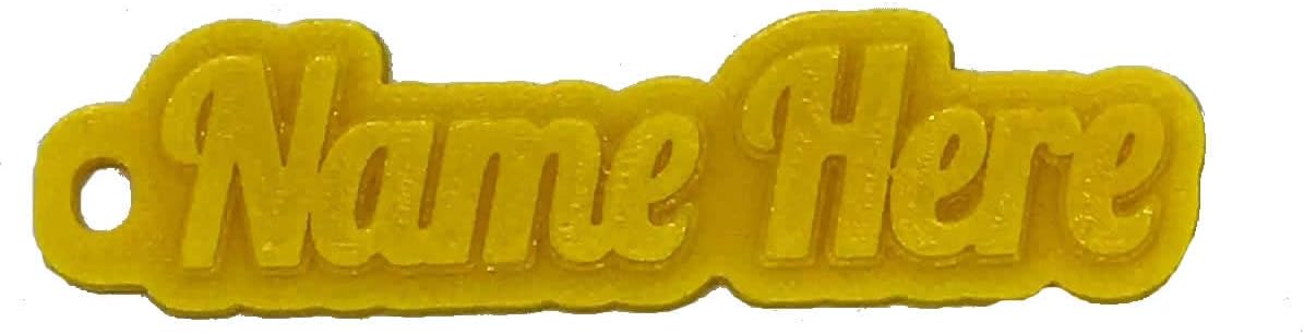 Personalised Keyring, Keychain 3D Name Rubber Key Ring (Yellow)