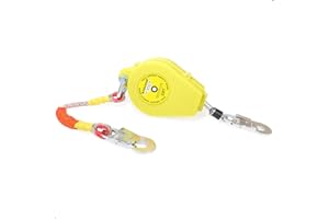 33FT RTOVZON Self Retracting Lifeline, Fall Arrest Fall Protection Dual Alloy Steel Hook Steel Wire Rope Heavy Duty Retractable Lanyard, Roofing Lifeline, SRL, Safety Lanyard