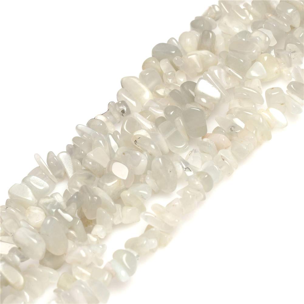 GEM-Inside 5-8mm Gray Moonstone Chips Gemstone Semi Precious for Jewellery Making 34" per Strand