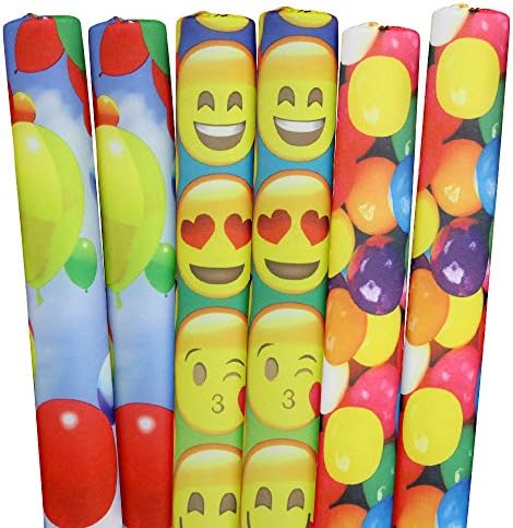 Designer Noodle Pool &amp; Water Swim Noodle, Emojis x 2, Gumballs x 2, Balloons x 2, 58" x 2.6"