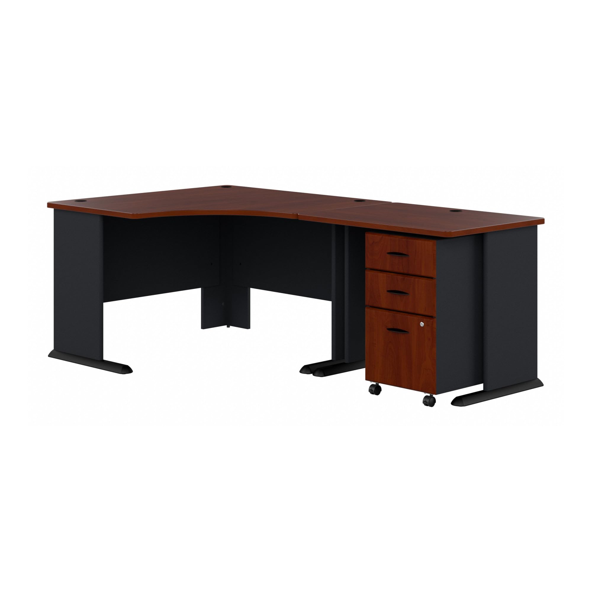 Photo 1 of MISSING LONG PART OF DESK. 2 BROKEN WHEELS. Bush Business Furniture Series A Corner Desk with 36W Return and Mobile File Cabinet, 48W, Hansen Cherry
