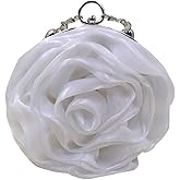 Buddy Women Rose Shaped Clutch Soft Satin Wristlet Handbag Wedding Party Purse
