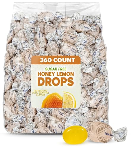 GEEOOLLAH Honey Lemon Drops - Sugar Free Menthol Lozenges with Soothing Honey Lemon Flavor, 360 Count Bulk Bag - Individually Wrapped Refreshing Candy Drops