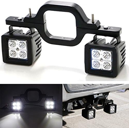 TJMOTO 24W CREE LED Pods LED Work Light Driving Light w/ 3'' inch Backup Reverse Tow Hitch Bracket For Trailer Offroad 4x4 Truck SUV RV