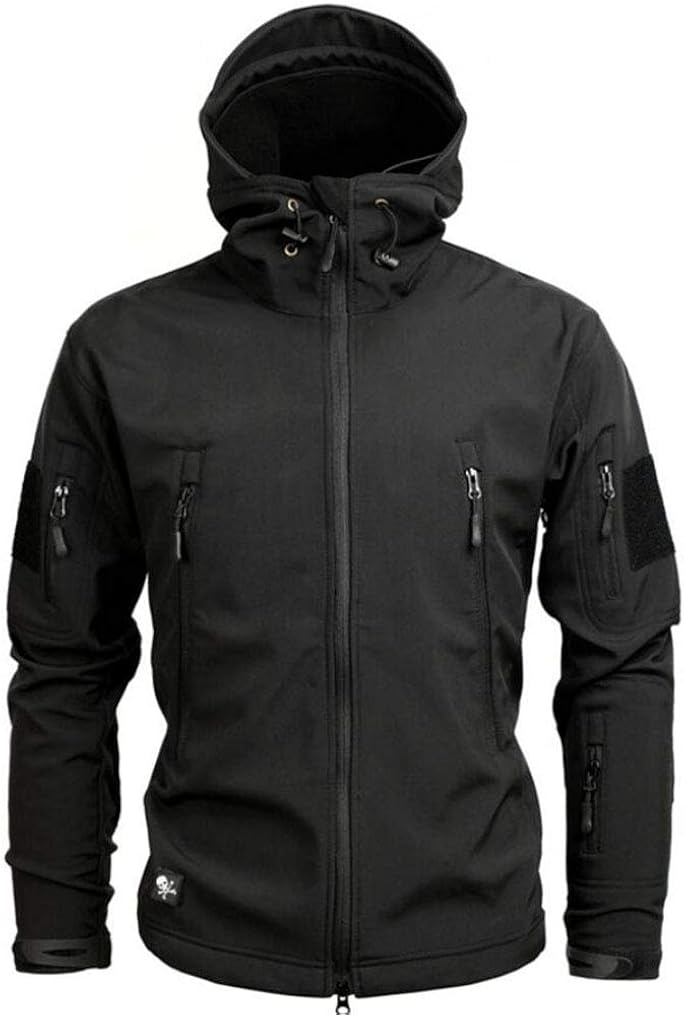 FHJQ Men Military Jacket Hoodie Army Tactical Sharkskin Softshell Autumn Winter Outerwear Camouflage Jacket and Coat