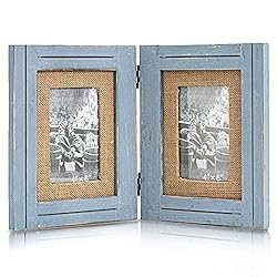 Distressed Hinged Double Picture Photo Frame 4x6