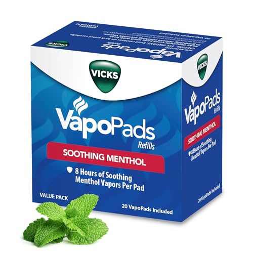 VICKS VAPOPADS ORIGINAL MENTHOL SCENT – VAPOR PADS REFILL FOR VICKS HUMIDIFIERS AND STEAM INHALERS, SCENT PADS FOR CONGESTION AND COUGH RELIEF, FSA/HSA ELIGIBLE, 20-PACK, BOX COLOR MAY VARY