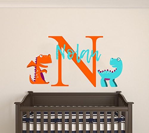 CRYPTONITE Personalized Name Cute Dinosaurs I Animal Series I Baby Boy Girl I Wall Decal Nursery for Home Bedroom Children (A. Dinosaur & Dragon)