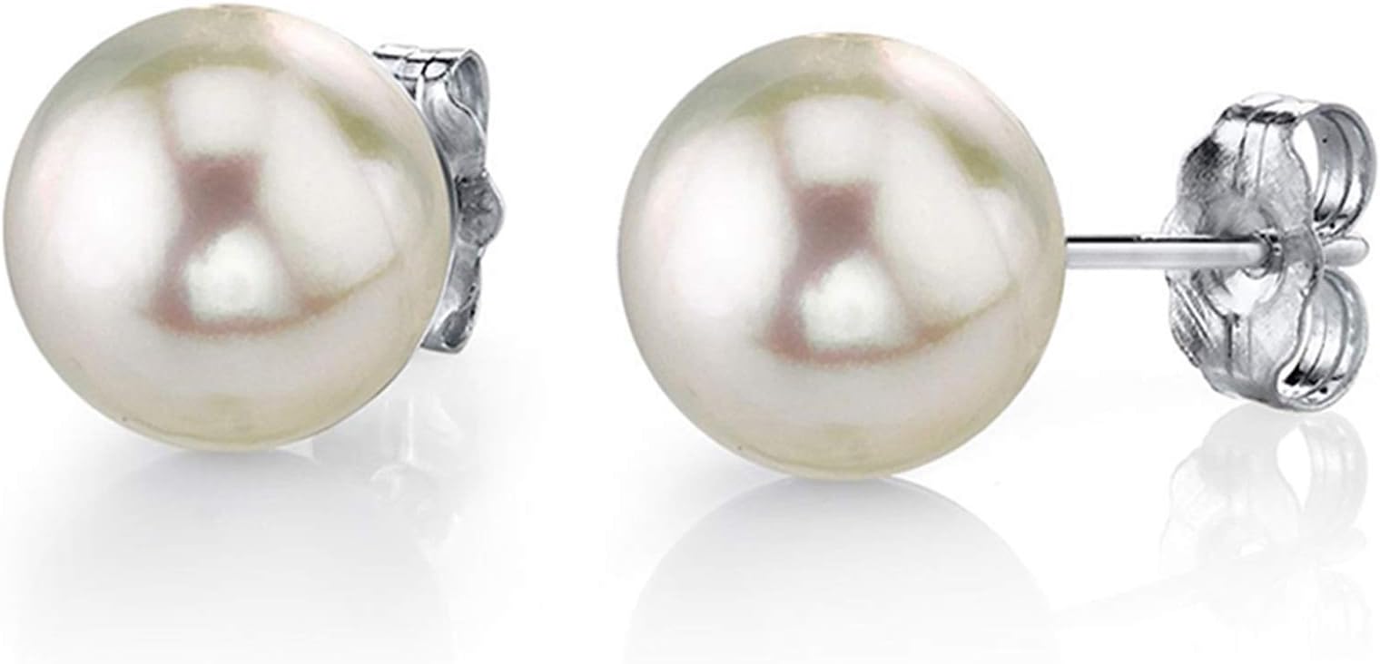 6.0-6.5mm White Akoya Cultured Pearl Stud Earrings in 14K Gold