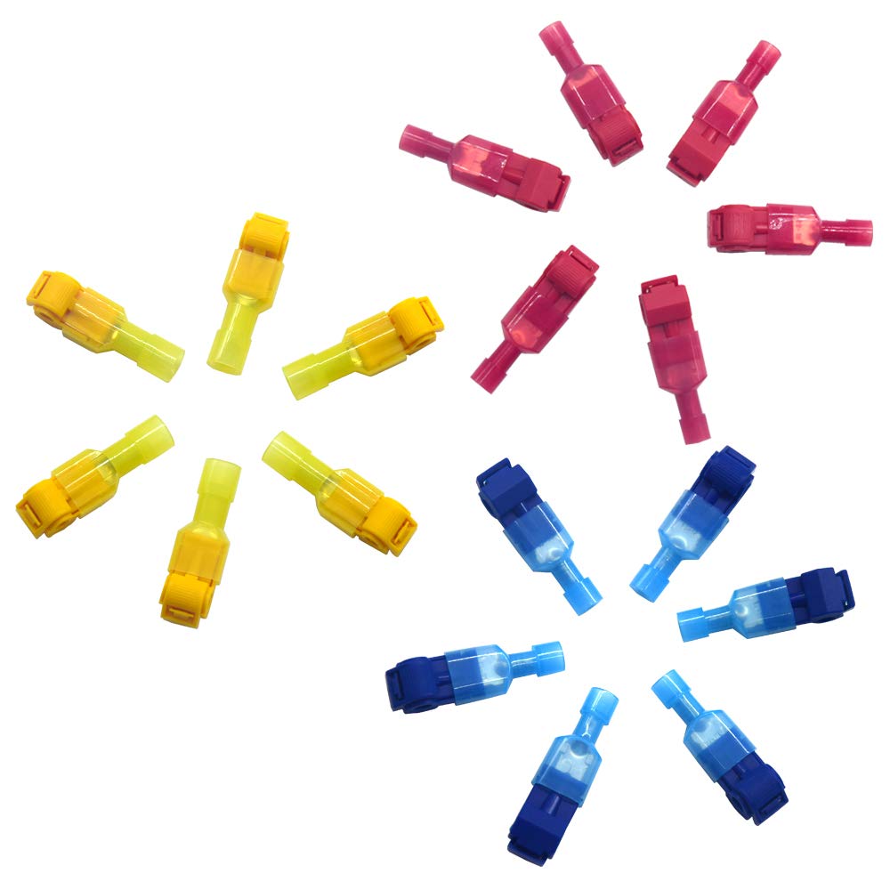 Yosawo 200-Pieces T-Tap Connectors Terminals Wire Splice Connectors,Quick Splice Electrical Connectors Self-Stripping and Nylon Fully Insulated Male Spade Disconnects Kit - Image 5