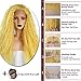 Anogol Hair Cap+High Density Pre Plucked Natural Hairline Wigs Yaki Lace Front Wig Long Kinky Curly Golden Color Yellow Lace Front Wig Synthetic Hair For Women