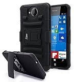Lumia 650 Case, Nagebee - Lumia 650 Heavy Duty Hybrid Armor Dual Layer Rhino Kickstand Belt Clip Holster Combo Rugged Case for Microsoft Lumia 650 (Holster Black)
