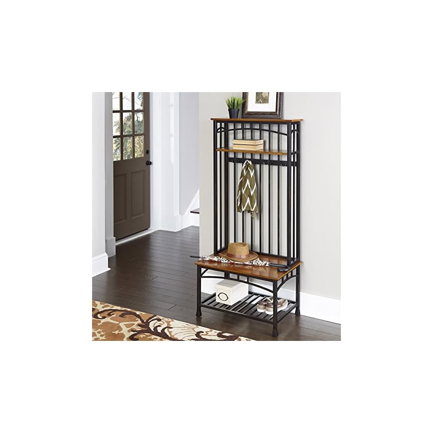 Modern Craftsman Distressed Oak Hall Tree by Home Styles LAVORIST