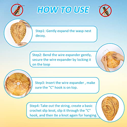 Stingmon 3 Pack Waterproof Fake Wasp Nest Decoy, Wasp Trap Hanging, Bee